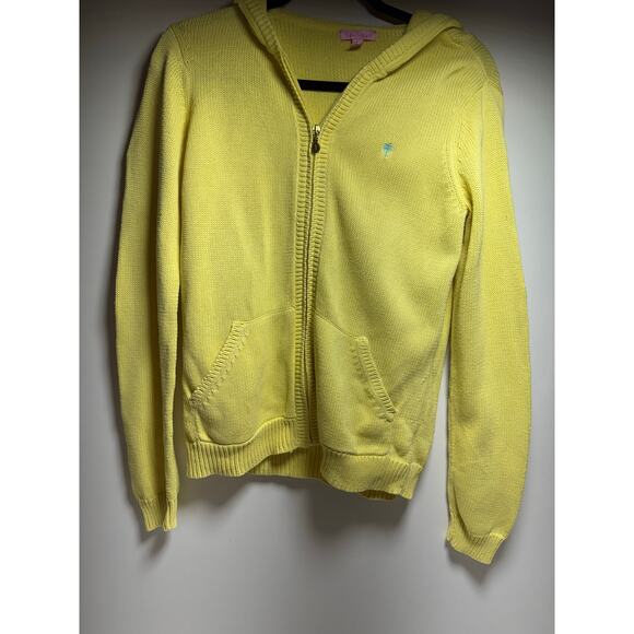Lily Pulitzer Soft Yellow Women’s Sz L Knit Cardigan Sweater Preppy Full Zip - Picture 8 of 10